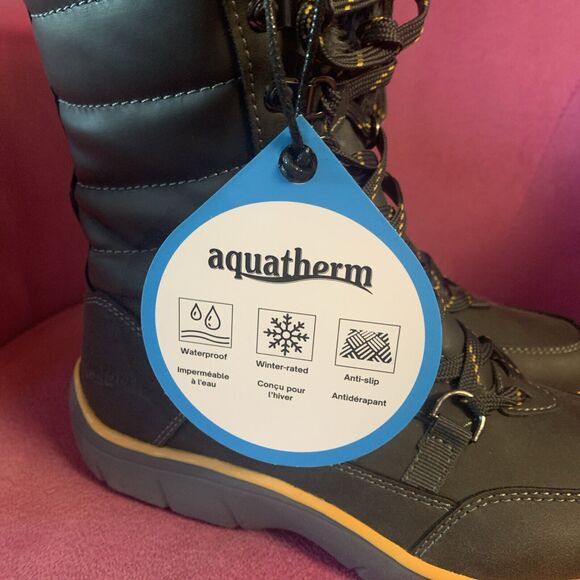 Aquatherm Womens Size 6 Cold Weather Boots Black Faux Fur Waterproof Anti Slip - Picture 5 of 9